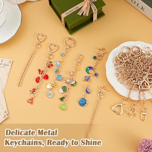 Riwiuue 40 Pcs Keychain Making Kit, Gold Key Chain Making Supplies