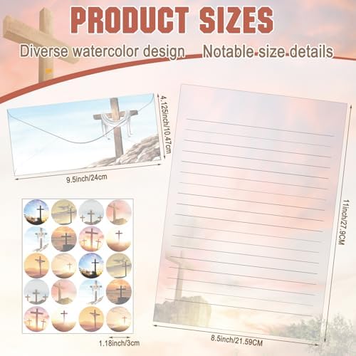 TaoBary 160 Pcs Religious Letter Cross Stationery Paper and Envelopes Set
