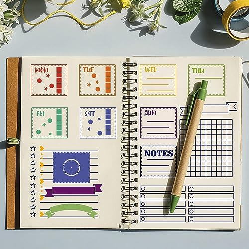 INFUNLY Stamps and Dies for Card Making Cutting Die and Stamps for Journaling Weekly Plan Silicone Clear Stamp and Die Set Silicone Planner Stamps for DIY Scrapbooking Journal Making Supplies