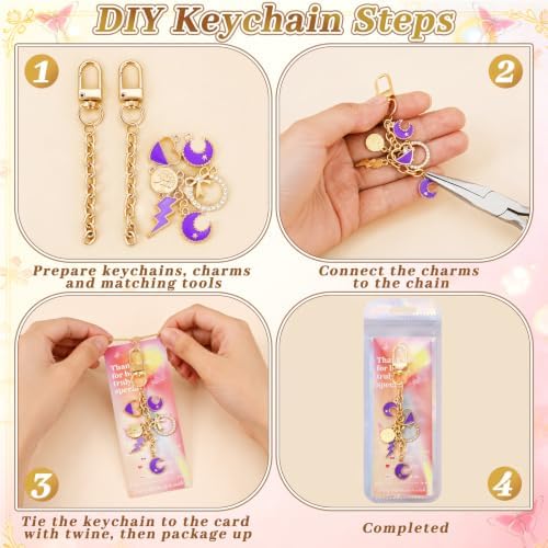 Wurosi 20 Pcs Metal Keychain Making Kit, Bag Charm Chains,Gold