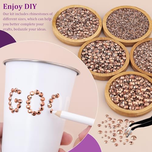 TINKRSTUFF Resin Jelly Rhinestones for Crafting with B7000 Jewelry Glue, 2 Boxes Champagne Flatback Crystals with 3Pcs 10ml Glue, Bedazzling Non Hotfix Gems for DIY Tumblers Clothing Shoes Manicure