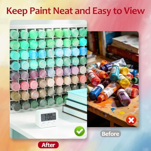 80 Grids Paint Organizer, Wall Mountable Craft Paint Storage Rack