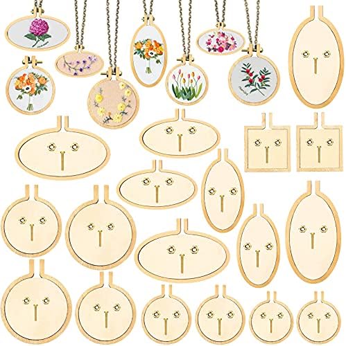 ZOCONE 18 Pack Mini Embroidery Hoops - Small Round & Oval Wood Hoops for DIY Embroidery Jewelry