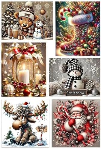 TCDZMYGS 6 Pack Christmas Diamond Art Kits for Adults,Diamond Painting Kits