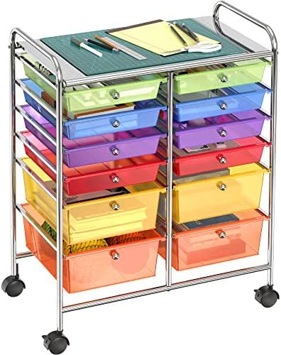 Simple Houseware 12 Drawers Rolling Utility Cart Organizer, Multicolor