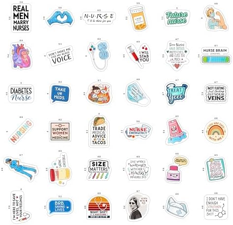 100Pcs Funny Nurse Stickers for Water Bottle, Laptop - Nurse Appreciation Gifts, RN Party Supplies - Nursing Week, Healthcare Medical Hospital Stickers
