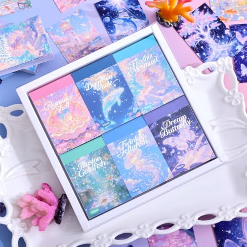 Washi Stickers Set Vintage Aesthetic Sticker Book for Journaling, DIY Decorative Paper Sticker Decals for Bullet Journal Art Scrapbooking Diary Card Craft Gift Album (Ocean Style)