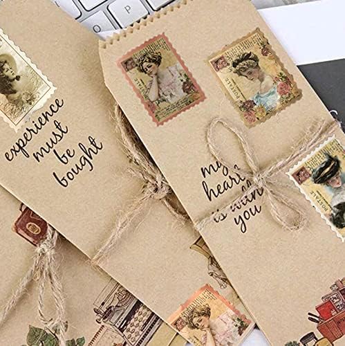 60pcs Vintage Postage Stamp Stickers, Aesthetic Classical Beauty Deco Paper Sticker for Scrapbooking, Journaling Supplies, Planners, Kid DIY Art Crafts