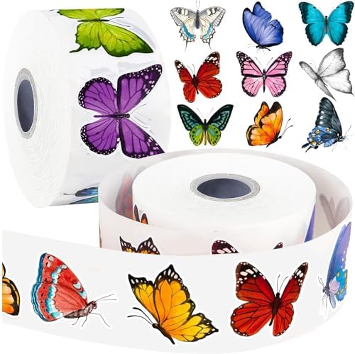1200 PCS Butterfly Roll Stickers, 16 Styles Butterfly Stickers for Kids
