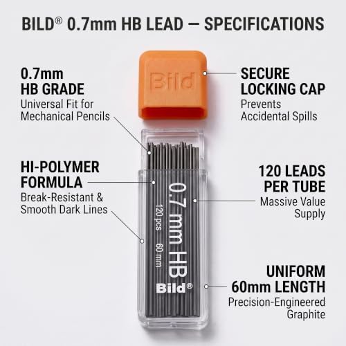 Bild 1200 Premium 0.7 Lead Refills for Mechanical Pencils (HB Mega, 0.7 mm)