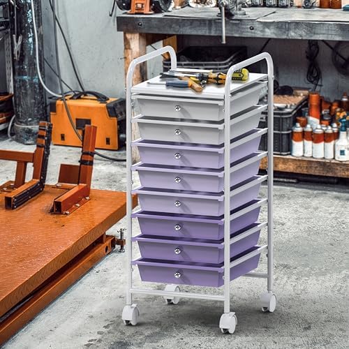 Simple Houseware 8 Drawers Rolling Utility Cart Art Craft Storage, Purple