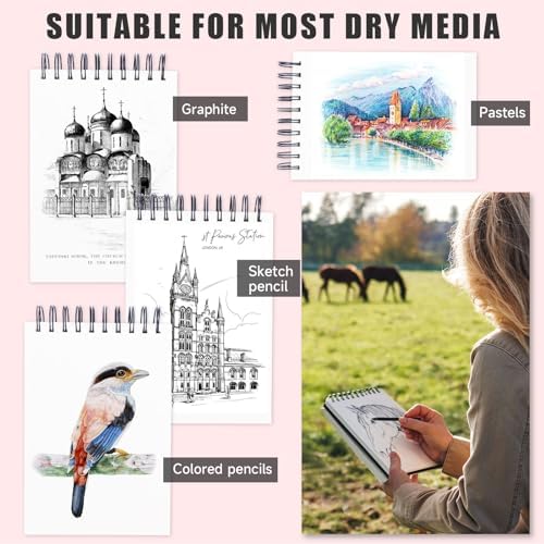 2 Pack Sketch Book, 5.5" x 8.5" Sketchbook With 100 Sheets (68lb/100gsm), Drawing Pad for Kids, Adults, Beginners, Artists - Acid Free Paper (2 Pack)