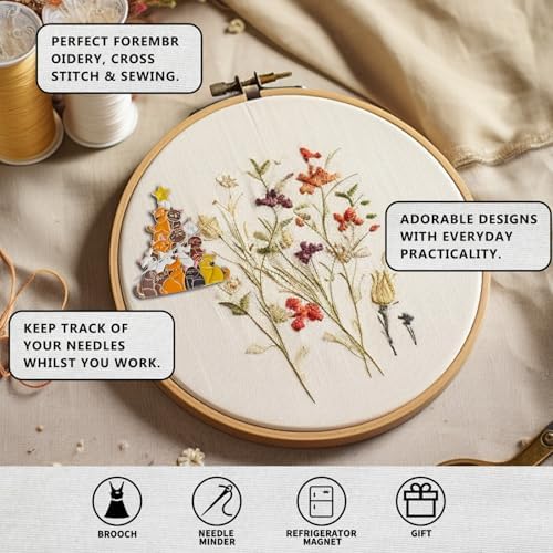 Magnetic Needle Minder Magnet Embroidery Accessories and Supplies Embroidery Needle Holder Cross Stitch Holder Needlework Supplies (Christmas Tree)