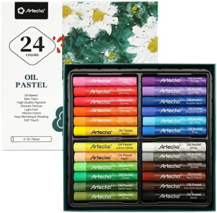 Artecho Oil Pastels Set of 24 Colors (10 x 70 mm) | Soft Oil Pastels, For Art Painting, Drawing, Blending, For Artists, Beginners, Students, Teachers