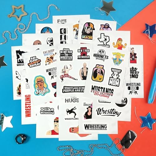 Wrestling Stickers and Decals for Water Bottles, Wrestling Birthday Party Decorations, Gifts for Wrestlers, Gifts for Women & Men