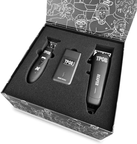TPOB Slime 2 Barber Hair Clippers Trimmer Shaver Set for Men with Matte case and X Fade Blade (Black Pack)