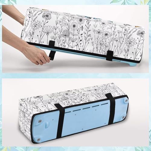 Binienty Blue Butterfly Boho Daisy Scrapbooking Die-Cut Machine Padded Dust Cover, Soft Polyester Cutting Machine Maker Cover with 3 Pockets for Home Accessories Organizer