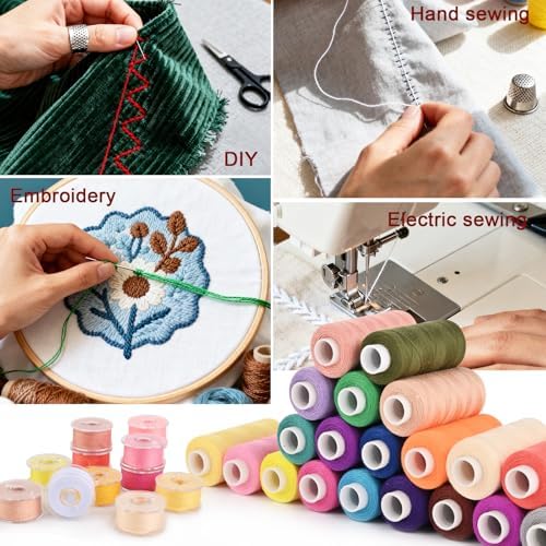 72 pcs Sewing Thread Kit,36 Colors 400y Polyester Thread 36 Colors Bobbins