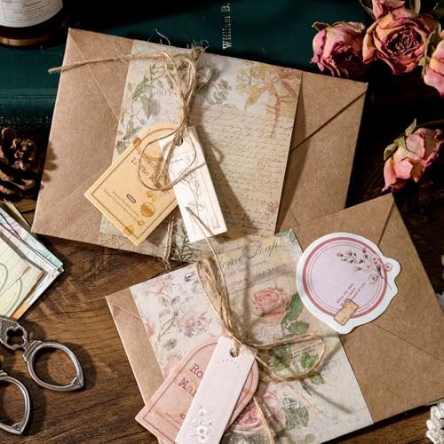 400PCS Vintage Scrapbook Paper Journaling Scrapbooking Supplies Kit Aesthetic Decorative Craft Paper Assorted for Bullet Junk Journals Card Making Craft DIY, Memory Post Office Series