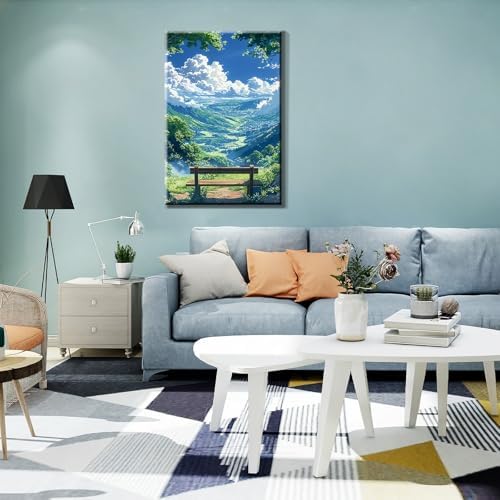 JOOZ Paint by Numbers kit for Adults with Frame, Landscape Paint by Number Canvas, Mountain Paint by Number with Easel, DIY Paint by Number Kits for Adults Landscape for Home Wall Decor 8 x 12 Inch