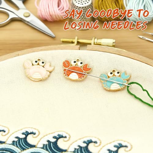 WUSUTE 3 Pack Needle Minders for Needlepoint, Cute Funny Animals Needle Minder Magnet for Cross Stitch and Embroidery, Sewing Needlework Accessories for Organizing