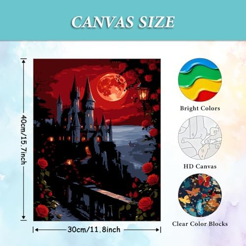AIBOERL Paint by Numbers Kit for Adults Beginner, Halloween Castle, 12X16In