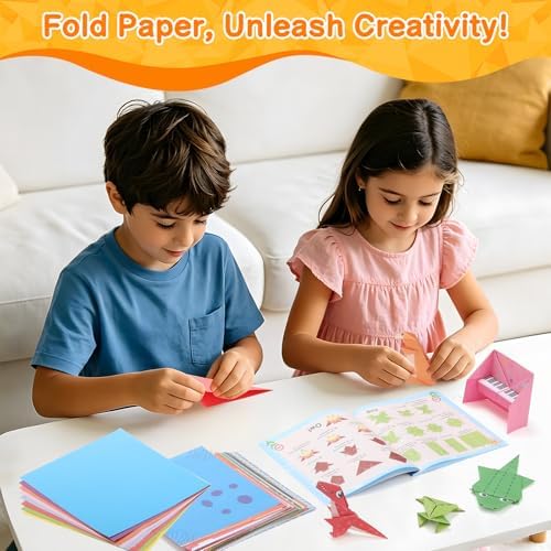 Sawnfay Origami Kit for Kids Ages 5-8 8-12 | 100 Origami Papers with 45 Patterns, Crafts for Kids with Guiding Book, DIY Art Craft Kits Gift