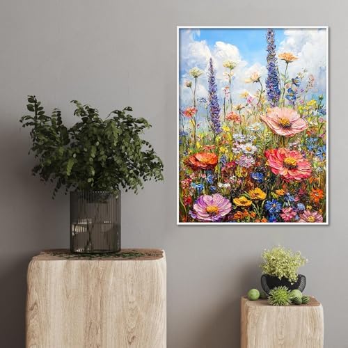 Amaieuin Wild Flowers Paint by Numbers Kits for Adults,Canvas Paint by Numbers for Adults,Flowers Paint by Number Adult for Gifts and Home Wall 20x16in