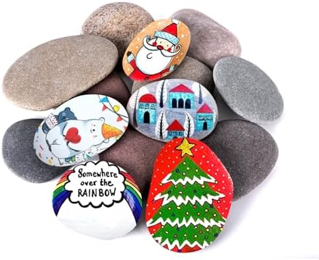 River Rocks for Painting 12 Pcs Large 3.5-5 Inch Flat Smooth Painting Stones Craft Rock to Paint for Kids Crafts Painting Bulk