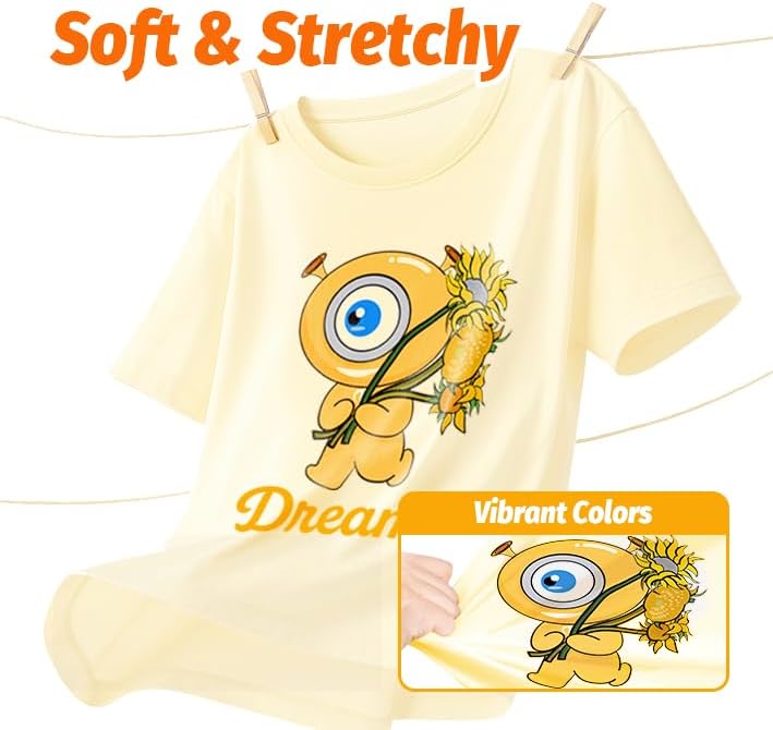 TransOurDream Heat Transfer Paper for Laser & Inkjet Printer (10 Sheets, 8.5x11", Light) Iron on Transfers for Light Fabric, Printable Heat Transfer Vinyl for T Shirts