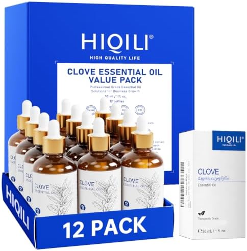HIQILI Clove Essential Oil Set, Bulk Pack for Business, Oral Care, Diffuser