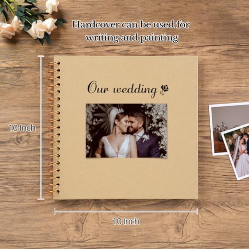 potricher 10 x 10 Inch DIY Scrapbook Photo Album 40 Pages, Yellow | Thick Kraft Paper Scrap Book Photo Albums, Memory Book for Wedding, Anniversary, Baby, Family, Travel, DIY Projects