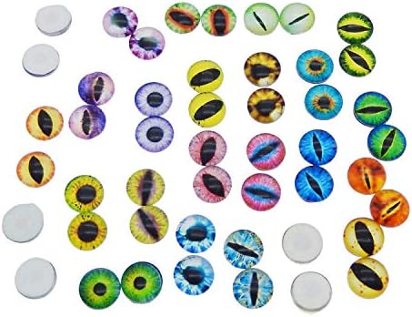 Julie Wang 6MM 100PCS Mixed Dragon Eyes Flatback Glass Cabochon Dome for Artworks Making Craft Jewelry DIY Tiny Size about 0.24inches