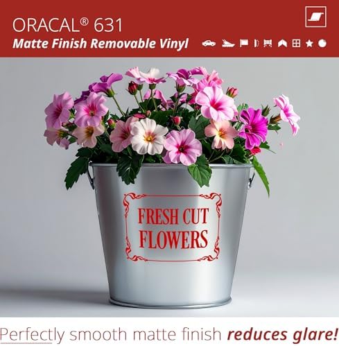 ORACAL 631 Matte Red Vinyl Durable Roll Easy to Weed Permanent Adhesive Craft Vinyl for Plotting Machines, Decals & DIY Projects 12” x 15ft + Transfer Tape 12" x 24"