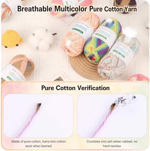 Katech 1OO% Variegated Cotton Yarn for Crocheting-2 Sport Weight Baby Yarns