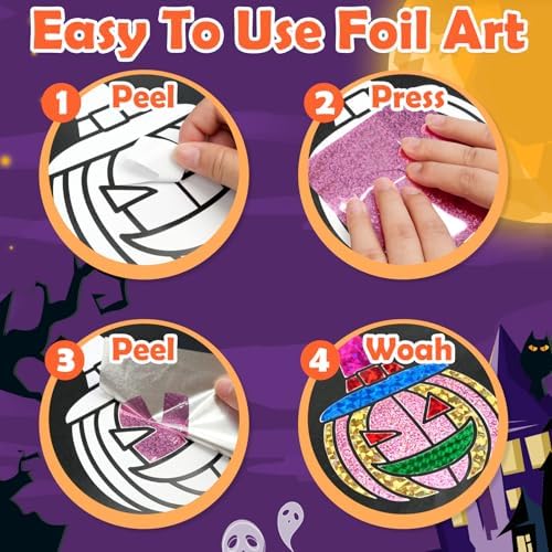 FUNNYB&G Foil Art Craft Kit for Kids, Sparkly Birthday Gift Toy for Kids | No Mess, Kids Ages 4-10 Create Sparkling Artwork, A Creative Gift for Birthdays, Holidays, Travel Activities,Screen-Free Fun