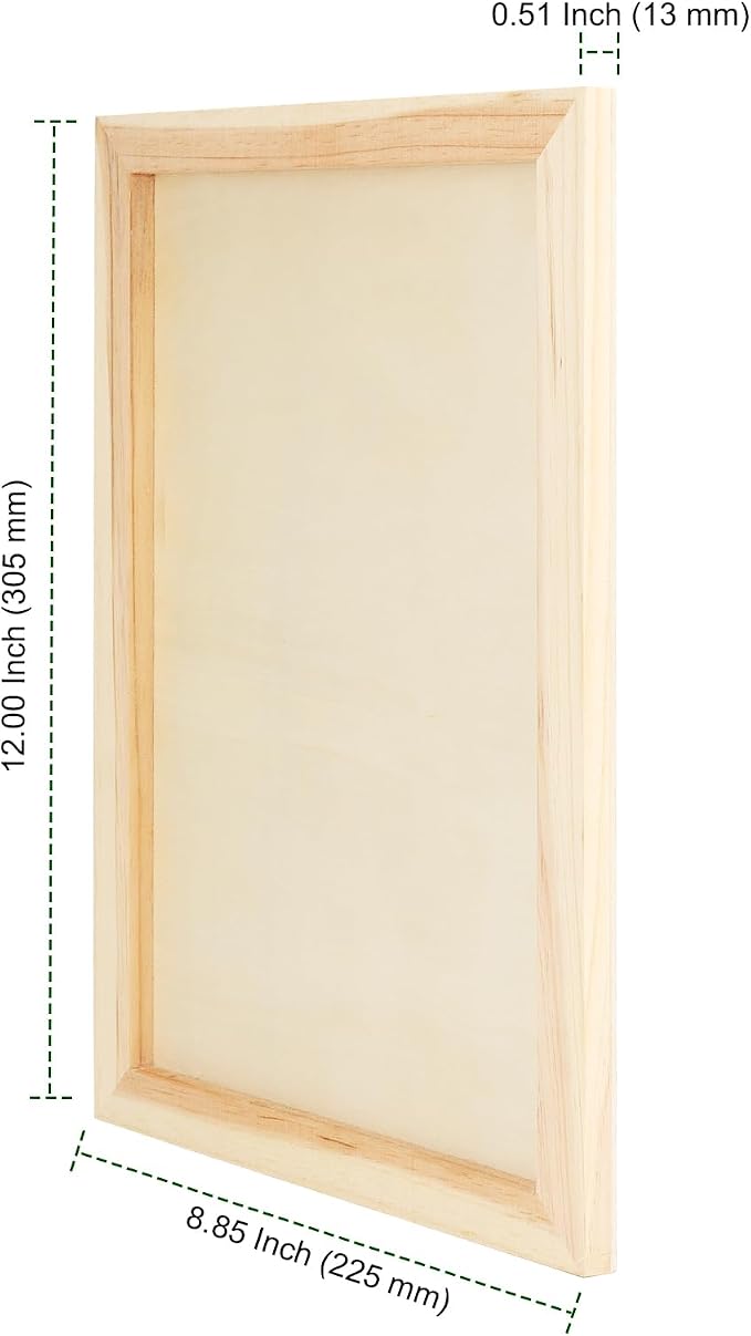 PINGEUI 12 Pack 9 x 12 Inch Blank Wood Canvas Panels, Unfinished Wooden Canvas Boards, Wood Cradled Painting Panel Boards, Artist Wooden Canvases for Painting, Pouring