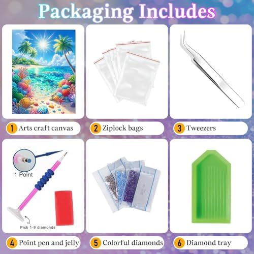 Beach Diamond Art Kits for Adults,Landscape Diamond Painting 12x16inch