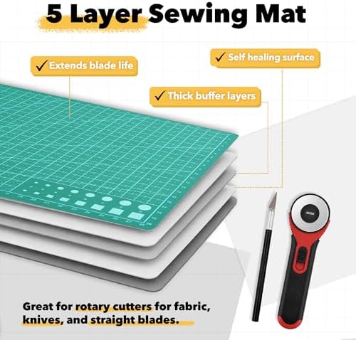 Mandala Crafts Self-Healing Green 24" x 36" A1 Cutting Mat Kit for Sewing