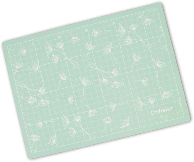 Craftelier - Self Healing Cutting Mat Portable A4 Cutting Board for Crafts and Sewing | Grid and Anti-slip Surface | Size 28 x 20 cm) 8 x 12