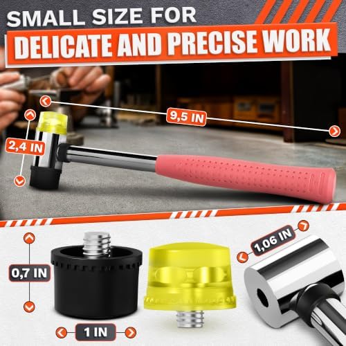 Small Pink Rubber Mallet Hammer 1", 25mm, Double Faced Non Marring Head