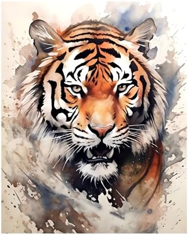 xcemhil Tiger Paint by Numbers Kit for Adults Beginner, Tiger Paint by Number for Adult, Acrylic Paint by Numbers Kits Suitable for Home Wall Art Decor Gifts 16x20 Inch