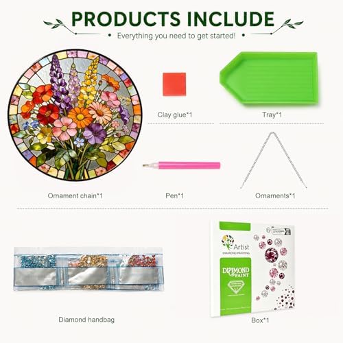 HMZephitiquc Flower Diamond Art Window Suncatchers, Special Shaped Crystal Diamond Painting Hanging, 5D Gem Art for Adults, Sun Catchers Indoor Window DIY Crafts for Gift Home Decor