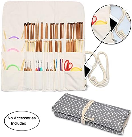 Teamoy Knitting Needle Crochet Hook Case Organizer Holder(up to 14"), Gray