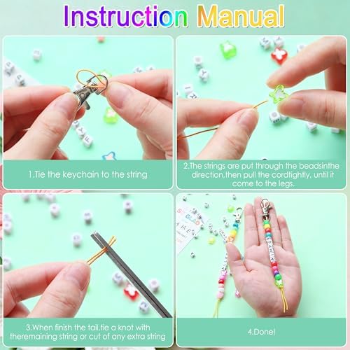 Tuhangcc 876 Pcs Back to School DIY Keychain Making Kit，Adjustable Letter Alphabet Beads Strings, Butterfly Beads,16 Charm Cards with Lobster Clasps & Strings for Welcome First Day of School Gift