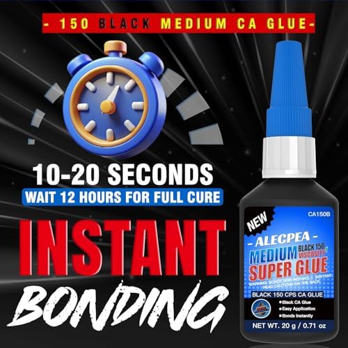 ALECPEA Black CA Glue 20g 150CPS Medium Super Glue for Wood & Leather