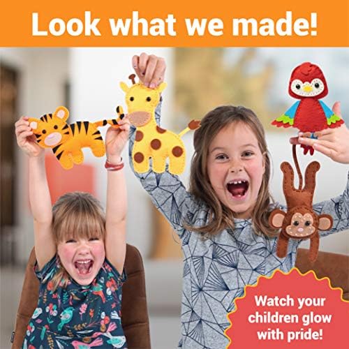 Craftorama Sewing Kit for Kids, Fun and Educational Wild Animal Craft Set for Boys and Girls Age 7-12, Sew Your Own Felt Animals Craft Kit for Beginners, 165 Piece Set
