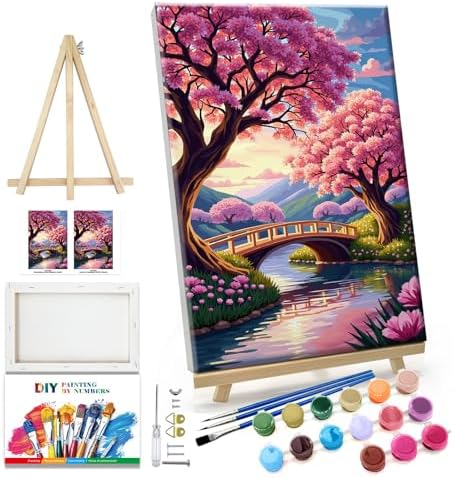 JOOZ 5D Landscape Paint by Numbers Kit for Adults with Frame, 8x12 Inch