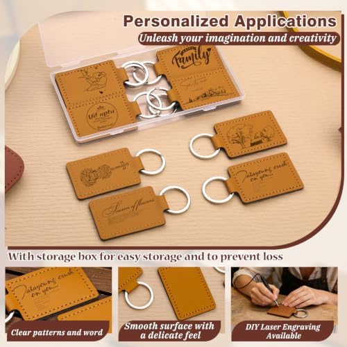 Leather Keychain Blanks, 10 Pcs Laser Engraving Blanks Keychains Bulk