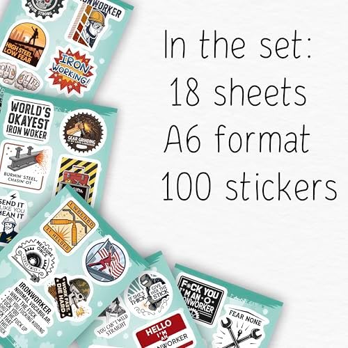 100Pcs Funny Ironworker Stickers for Hardhat, for Water Bottle - Ironworker Gifts & Party Decorations - Gift for Women & Men